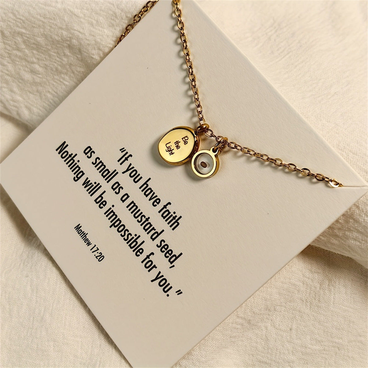 Stainless Steel Mustard Seed Faith Pendant Necklace