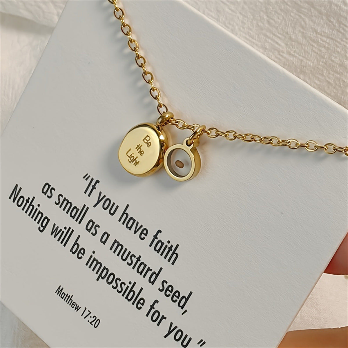 Stainless Steel Mustard Seed Faith Pendant Necklace