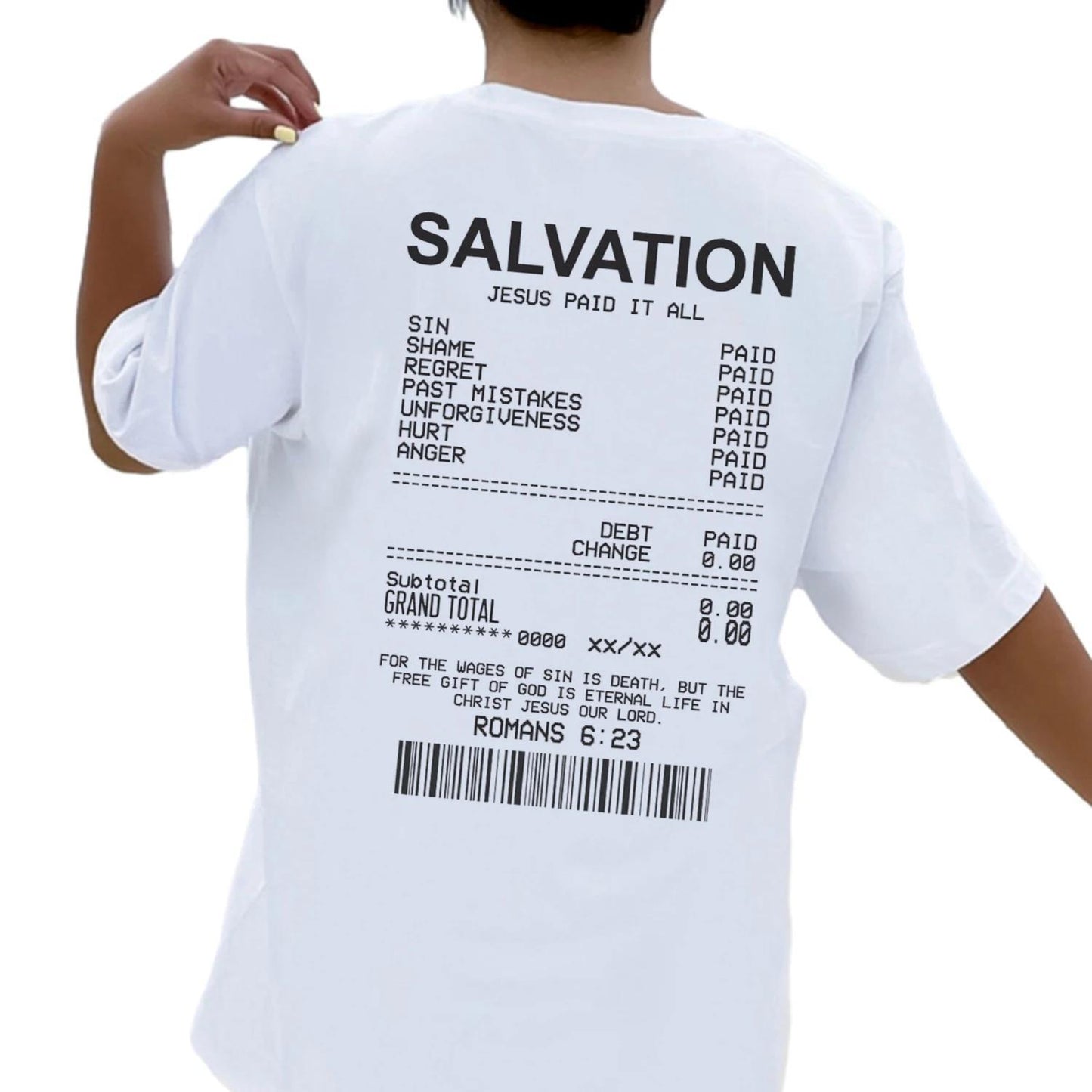 Women Salvation Back Print Bible Verse T-Shirts Oversized
