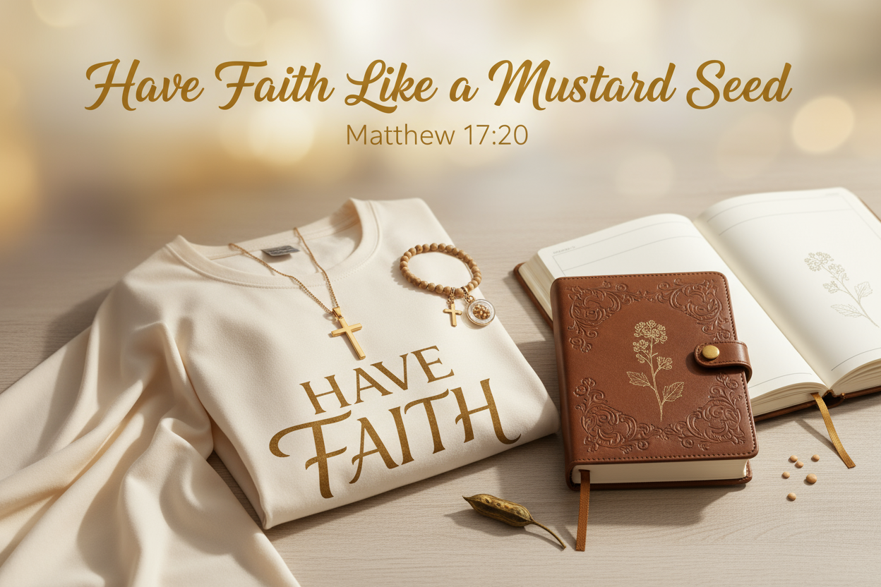 Faith Products Banner with Matthew 17:20